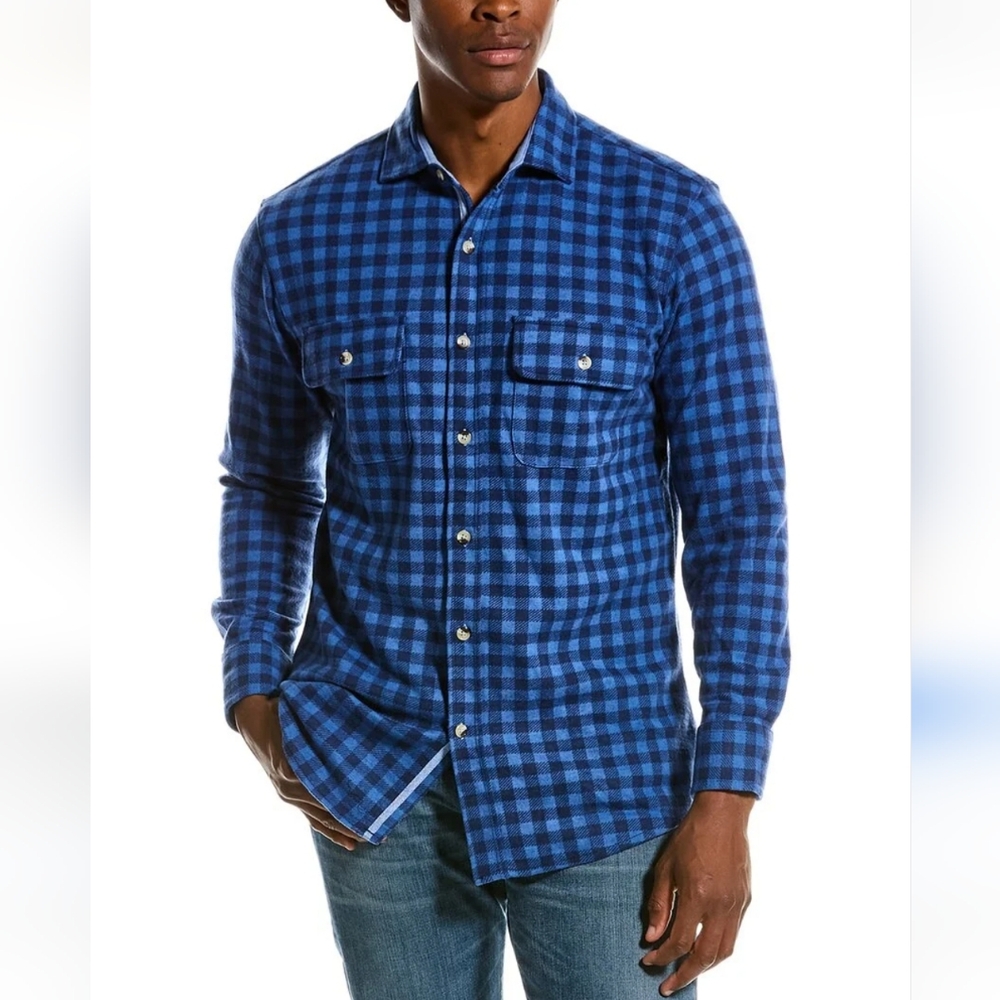 TailorByrd Sweatershirt Size L Blue Plaid Flannel AK-2049